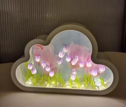 🌷😍ESPEJO Y LAMPARA 3D TULIPANES ETERNO 🌷😍